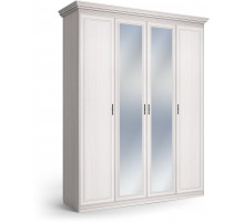 Шкаф 4-х дверный с зеркальными и глухими дверями Неаполь Ясень анкор светлый (патина "серебро") Шкаф 4-х дверный с зеркальными и глухими дверями Неаполь Ясень анкор светлый (патина "серебро")