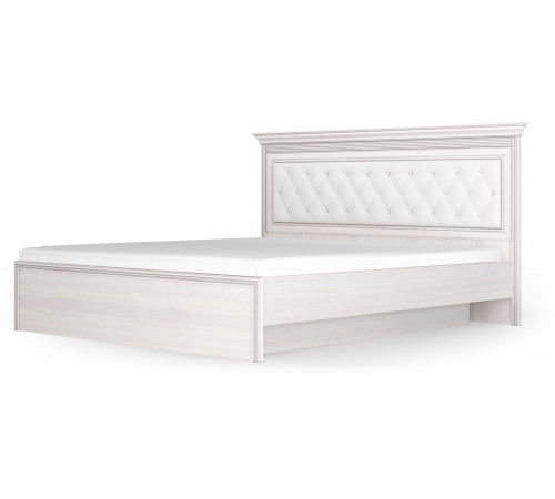 Кровать 1400/1600/1800 с подъемным механизмом Неаполь  Ясень анкор светлый (патина "серебро") экокожа polo белая Кровать 1400/1600/1800 с подъемным механизмом Неаполь  Ясень анкор светлый (патина "серебро") экокожа polo белая